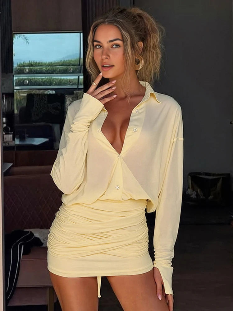 Abito Aderente Collo a V Elegante